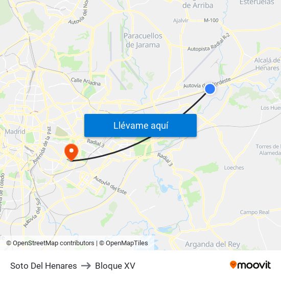 Soto Del Henares to Bloque XV map