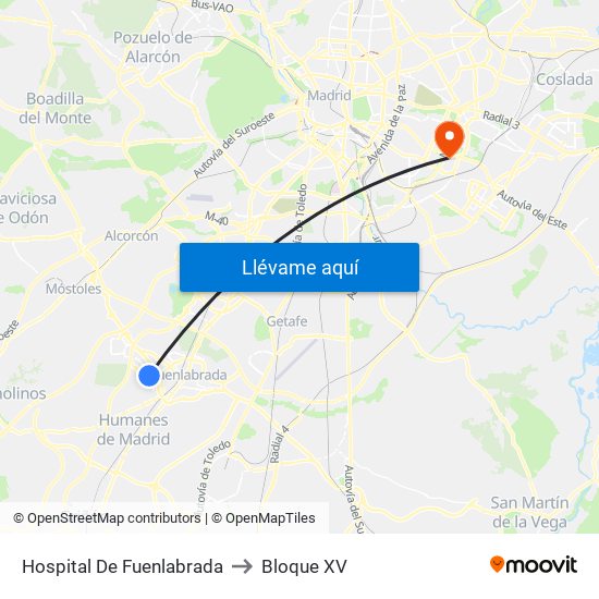 Hospital De Fuenlabrada to Bloque XV map