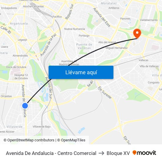 Avenida De Andalucía - Centro Comercial to Bloque XV map