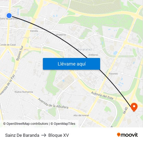 Sainz De Baranda to Bloque XV map
