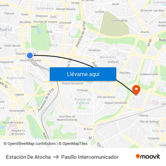 Estación De Atocha to Pasillo Intercomunicador map
