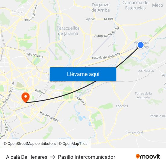 Alcalá De Henares to Pasillo Intercomunicador map