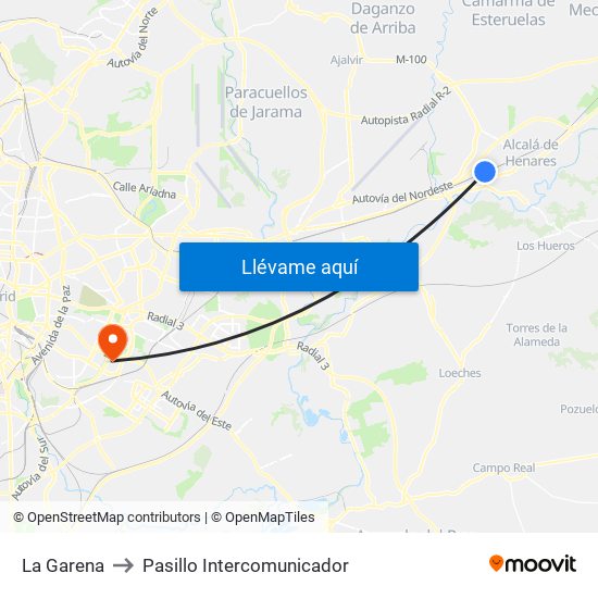 La Garena to Pasillo Intercomunicador map