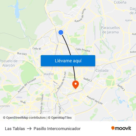 Las Tablas to Pasillo Intercomunicador map