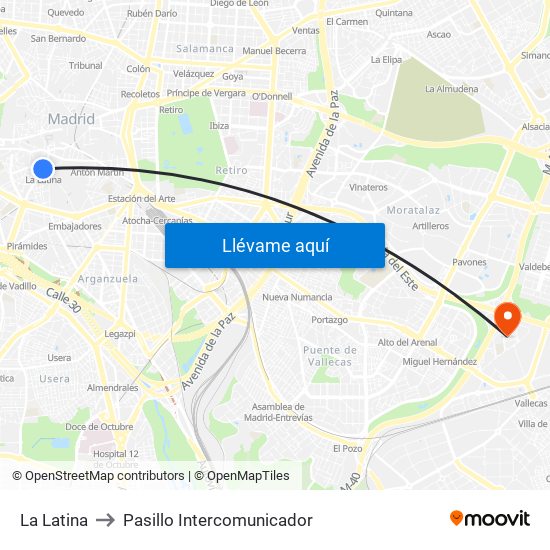 La Latina to Pasillo Intercomunicador map