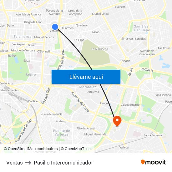 Ventas to Pasillo Intercomunicador map