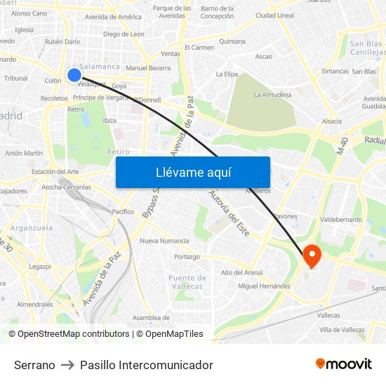 Serrano to Pasillo Intercomunicador map