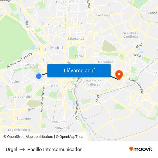 Urgel to Pasillo Intercomunicador map