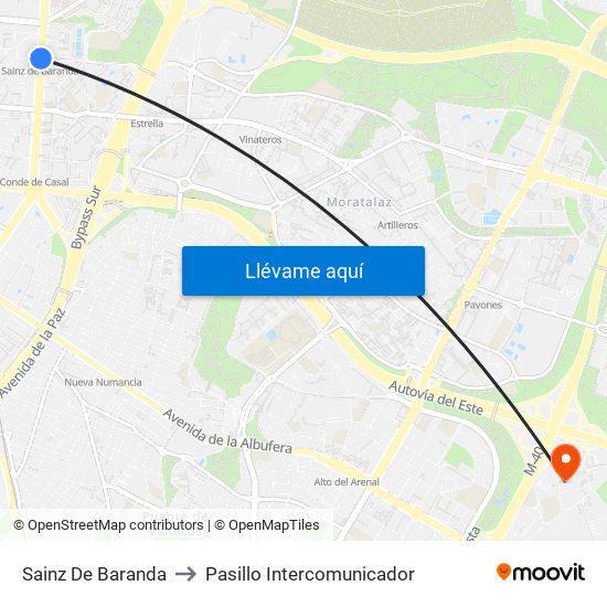 Sainz De Baranda to Pasillo Intercomunicador map