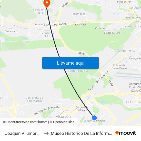 Joaquín Vilumbrales to Museo Histórico De La Informática map
