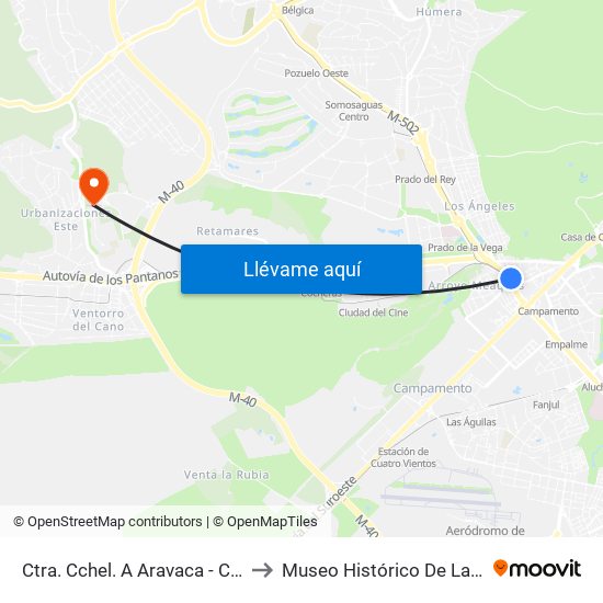 Ctra. Cchel. A Aravaca - Colonia Jardín to Museo Histórico De La Informática map