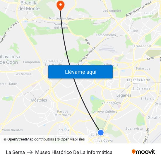 La Serna to Museo Histórico De La Informática map