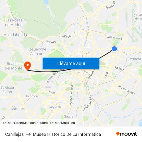 Canillejas to Museo Histórico De La Informática map