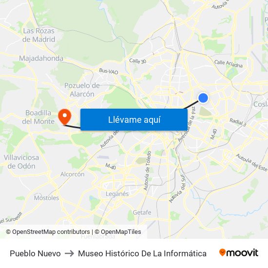 Pueblo Nuevo to Museo Histórico De La Informática map
