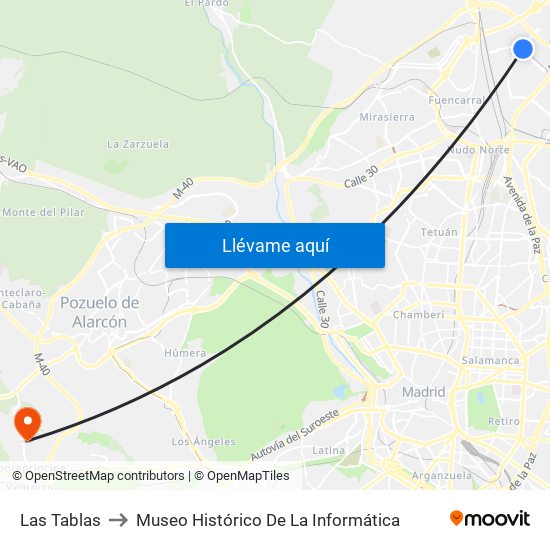 Las Tablas to Museo Histórico De La Informática map