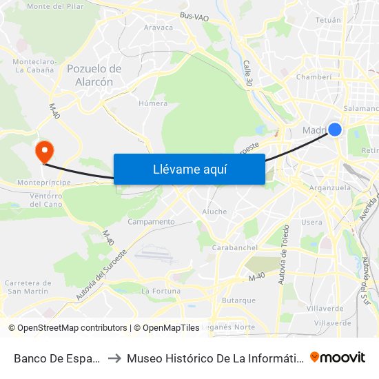 Banco De España to Museo Histórico De La Informática map