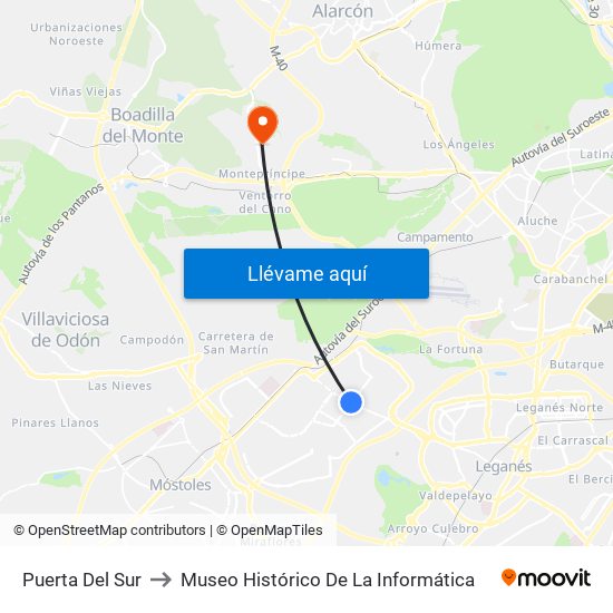 Puerta Del Sur to Museo Histórico De La Informática map
