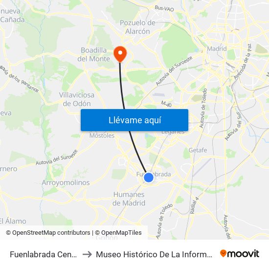 Fuenlabrada Central to Museo Histórico De La Informática map