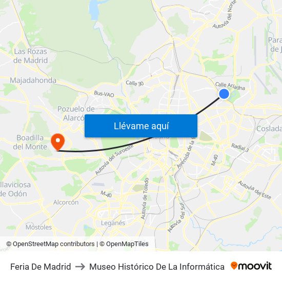 Feria De Madrid to Museo Histórico De La Informática map