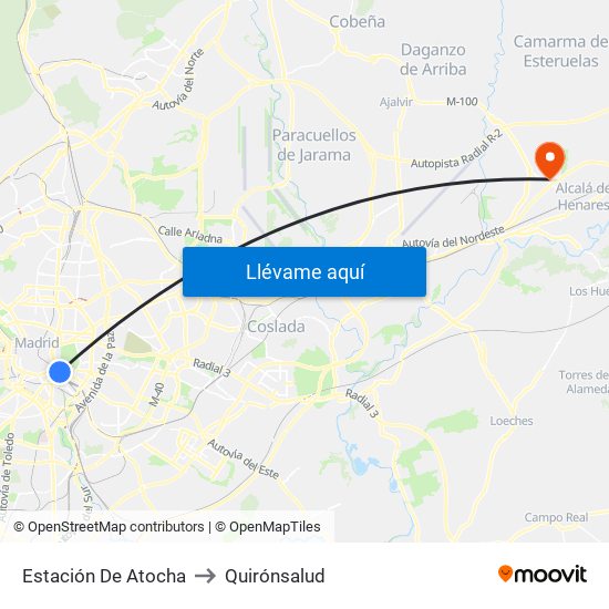 Estación De Atocha to Quirónsalud map