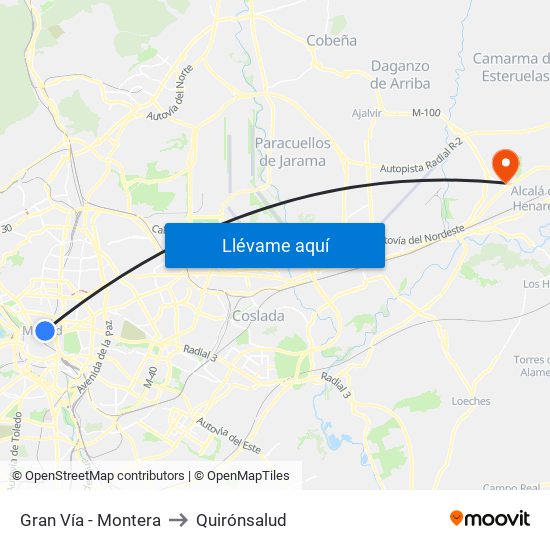 Gran Vía - Montera to Quirónsalud map