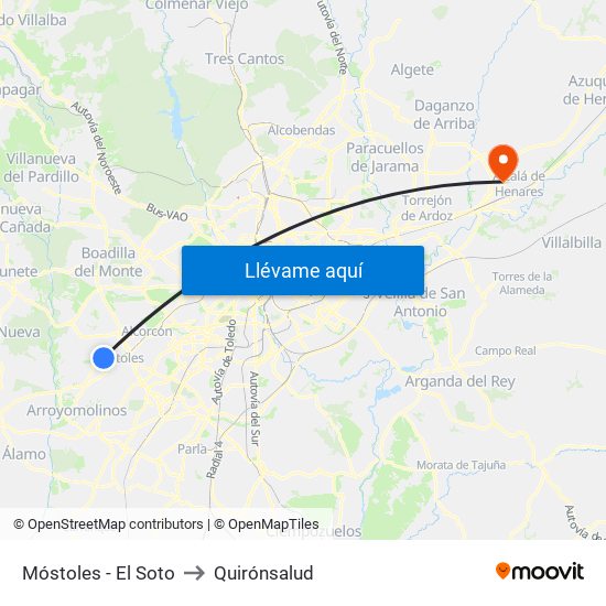 Móstoles - El Soto to Quirónsalud map