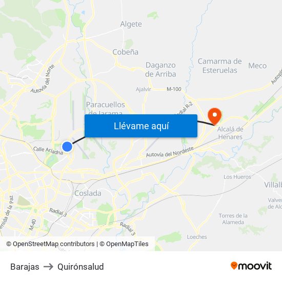 Barajas to Quirónsalud map