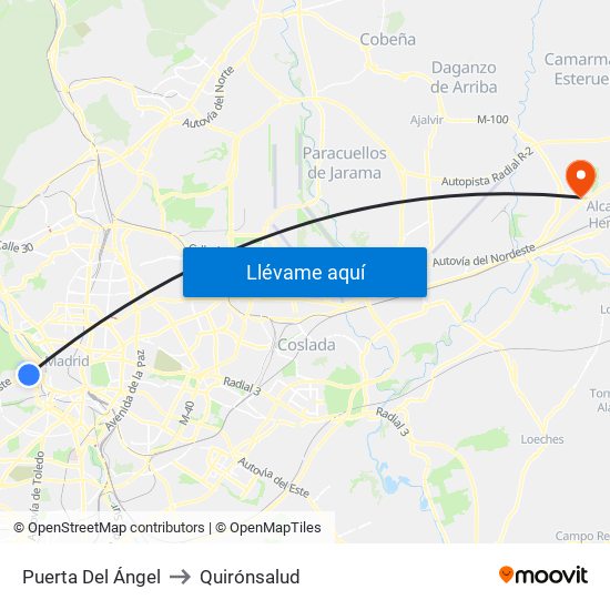 Puerta Del Ángel to Quirónsalud map