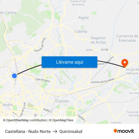 Castellana - Nudo Norte to Quirónsalud map