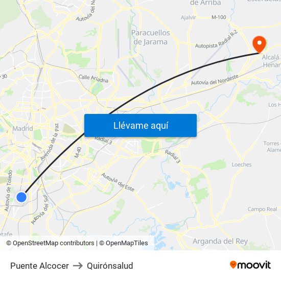 Puente Alcocer to Quirónsalud map