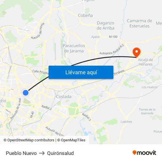 Pueblo Nuevo to Quirónsalud map