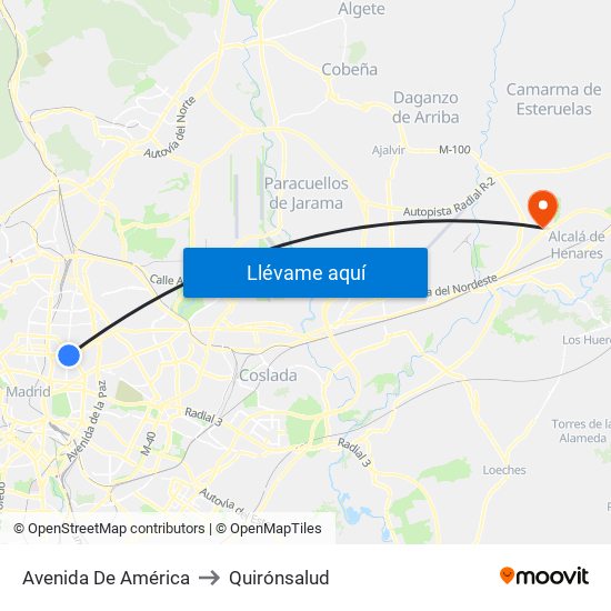 Avenida De América to Quirónsalud map