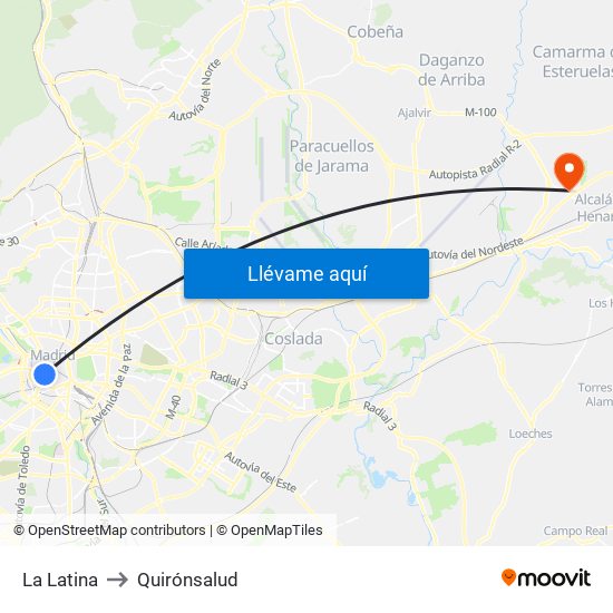 La Latina to Quirónsalud map