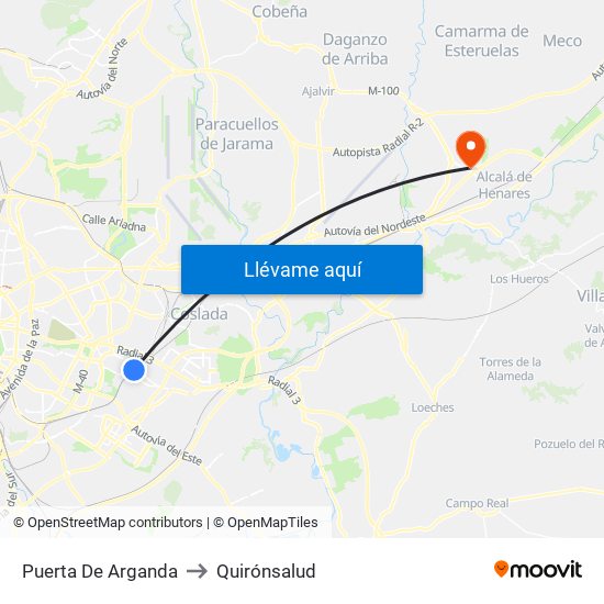 Puerta De Arganda to Quirónsalud map