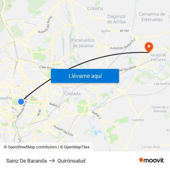Sainz De Baranda to Quirónsalud map