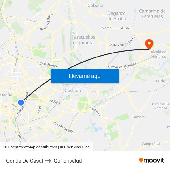 Conde De Casal to Quirónsalud map