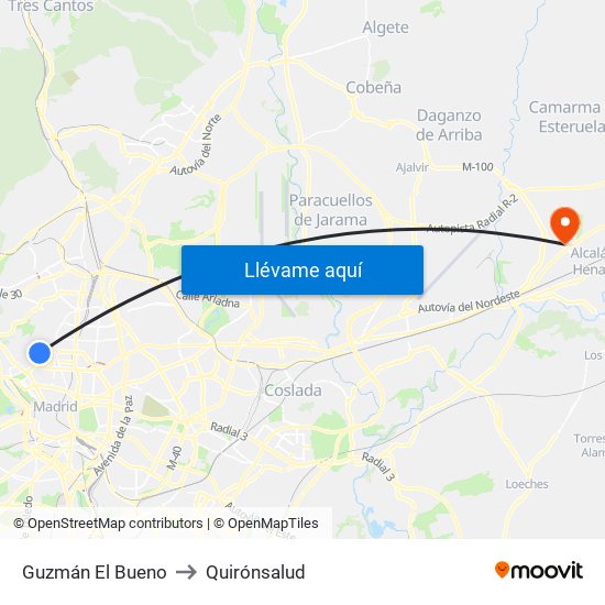 Guzmán El Bueno to Quirónsalud map