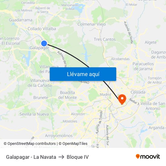 Galapagar - La Navata to Bloque IV map