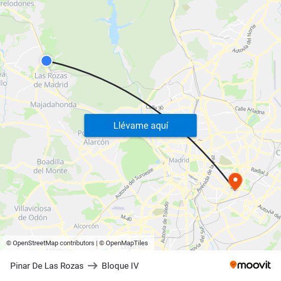 Pinar De Las Rozas to Bloque IV map