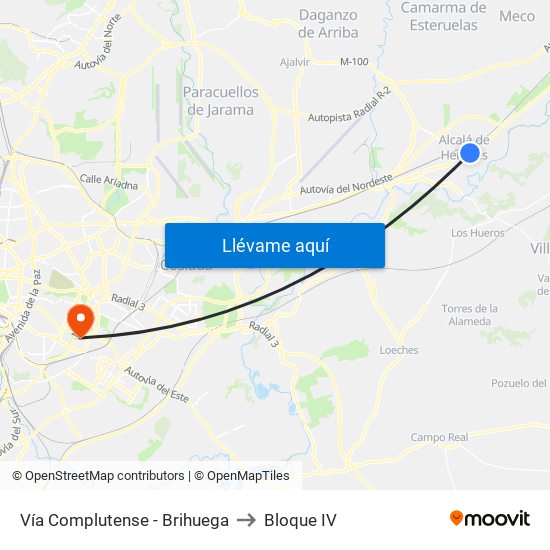 Vía Complutense - Brihuega to Bloque IV map