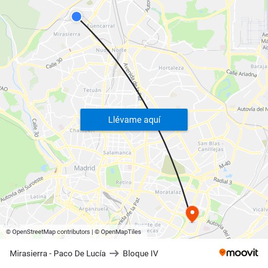Mirasierra - Paco De Lucía to Bloque IV map
