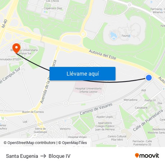 Santa Eugenia to Bloque IV map