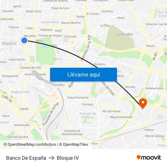 Banco De España to Bloque IV map