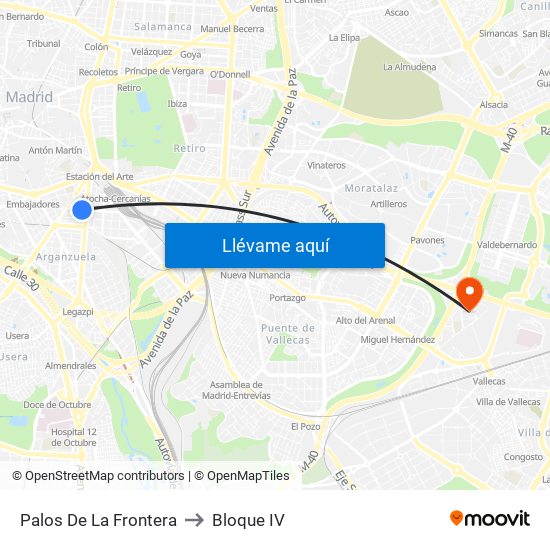 Palos De La Frontera to Bloque IV map