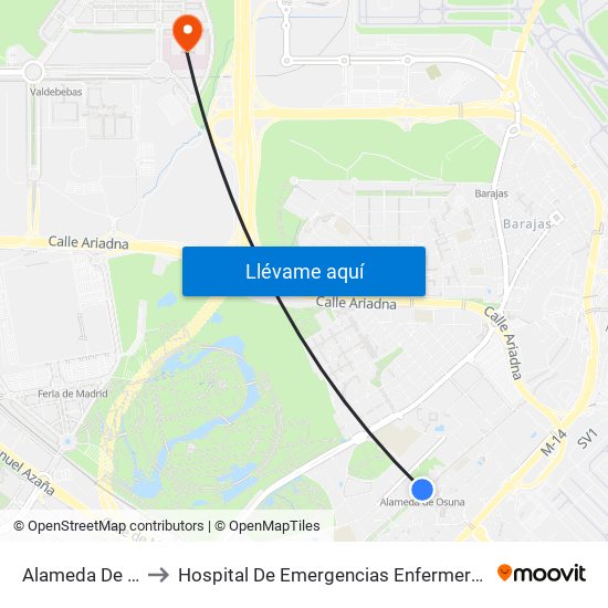 Alameda De Osuna to Hospital De Emergencias Enfermera Isabel Zendal map