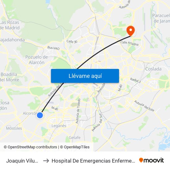 Joaquín Vilumbrales to Hospital De Emergencias Enfermera Isabel Zendal map
