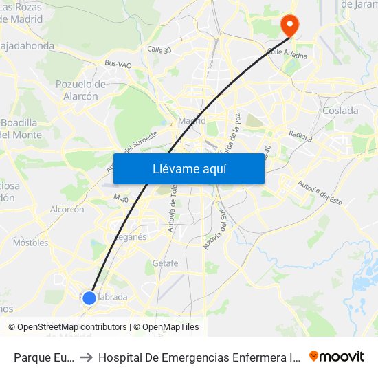 Parque Europa to Hospital De Emergencias Enfermera Isabel Zendal map