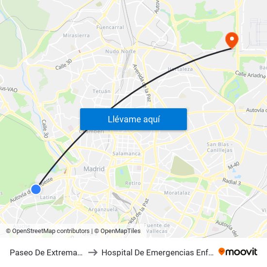 Paseo De Extremadura - El Greco to Hospital De Emergencias Enfermera Isabel Zendal map