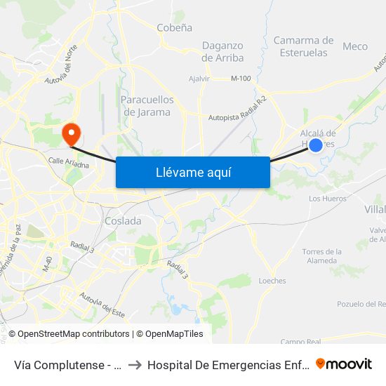 Vía Complutense - Pintor Picasso to Hospital De Emergencias Enfermera Isabel Zendal map