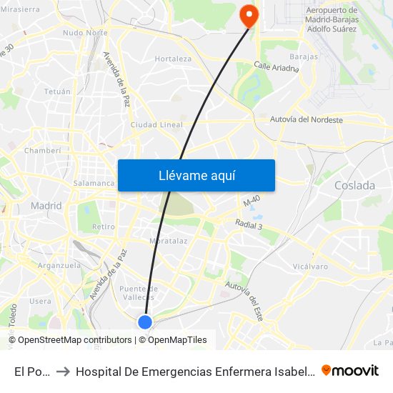 El Pozo to Hospital De Emergencias Enfermera Isabel Zendal map
